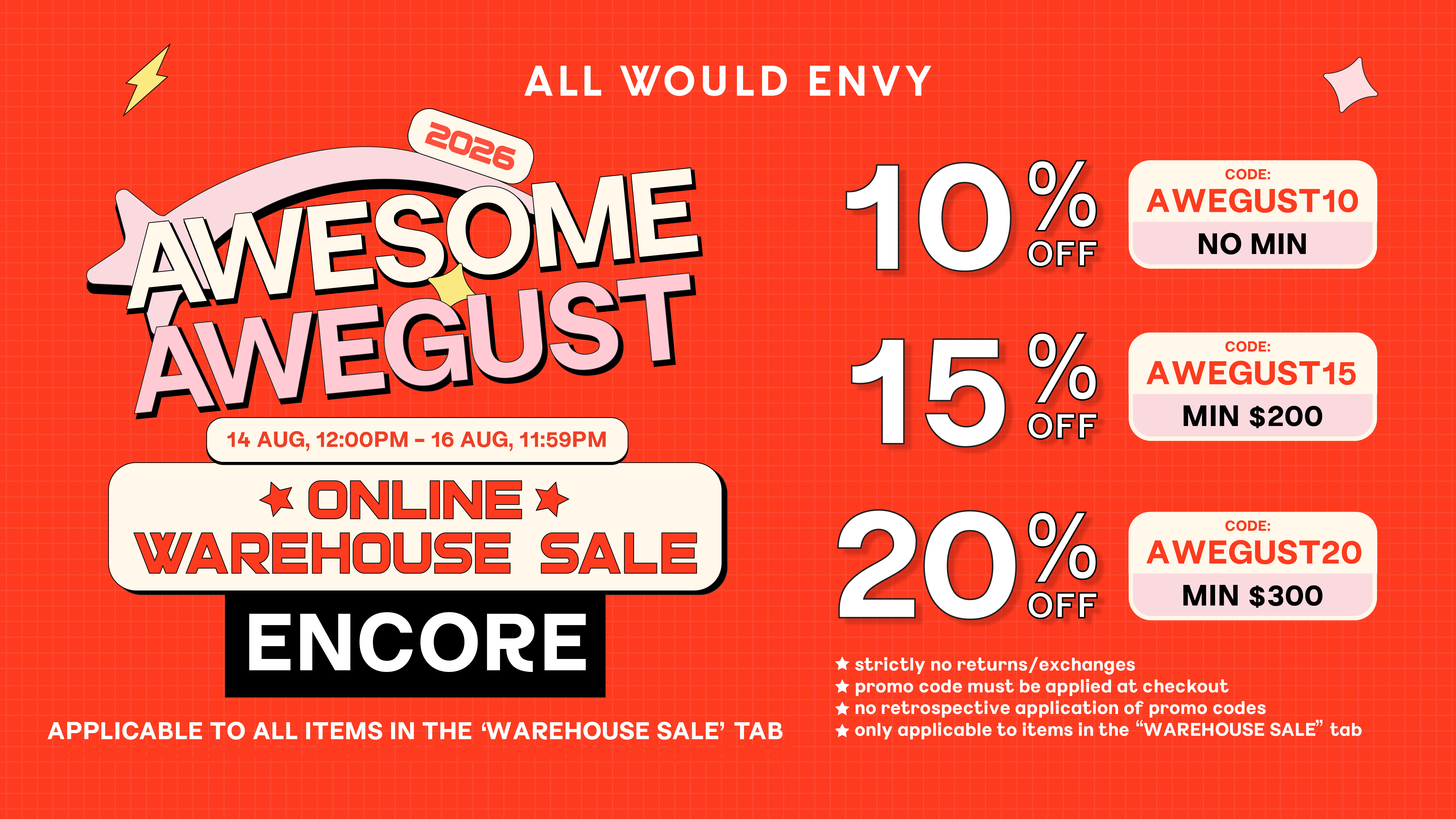 ENCORE AWESOME AWEGUST WAREHOUSE SALE 2026