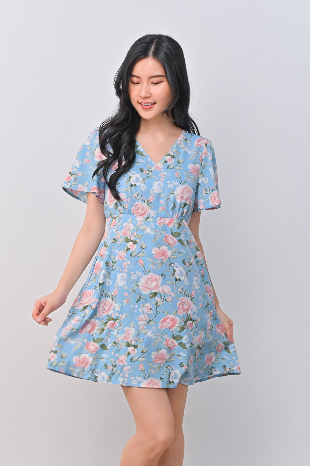 EBBE FLORAL DRESS-ROMPER IN BLUE