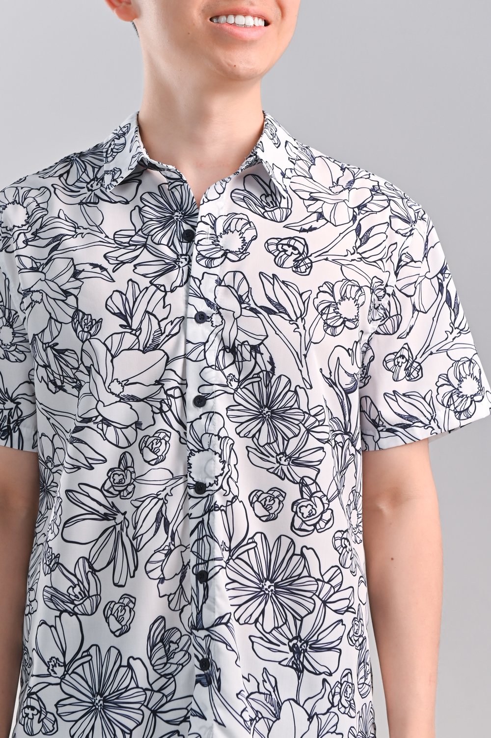 NAVY SKETCHED FLORALS MEN’S SHIRT