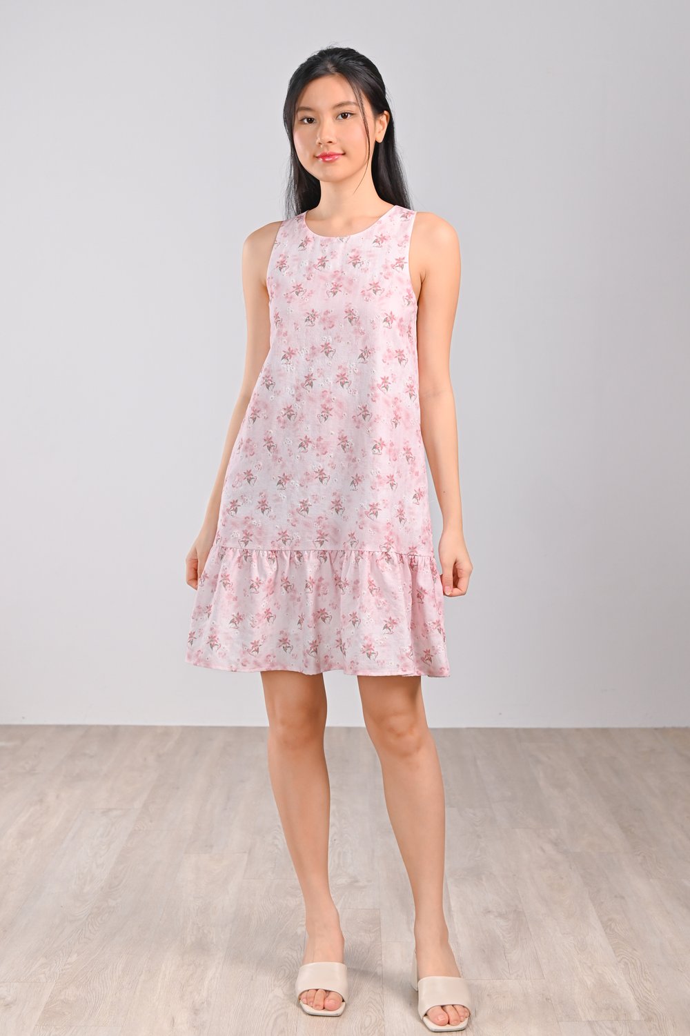 AIAI PINK EMBOSSED DROPWAIST DRESS