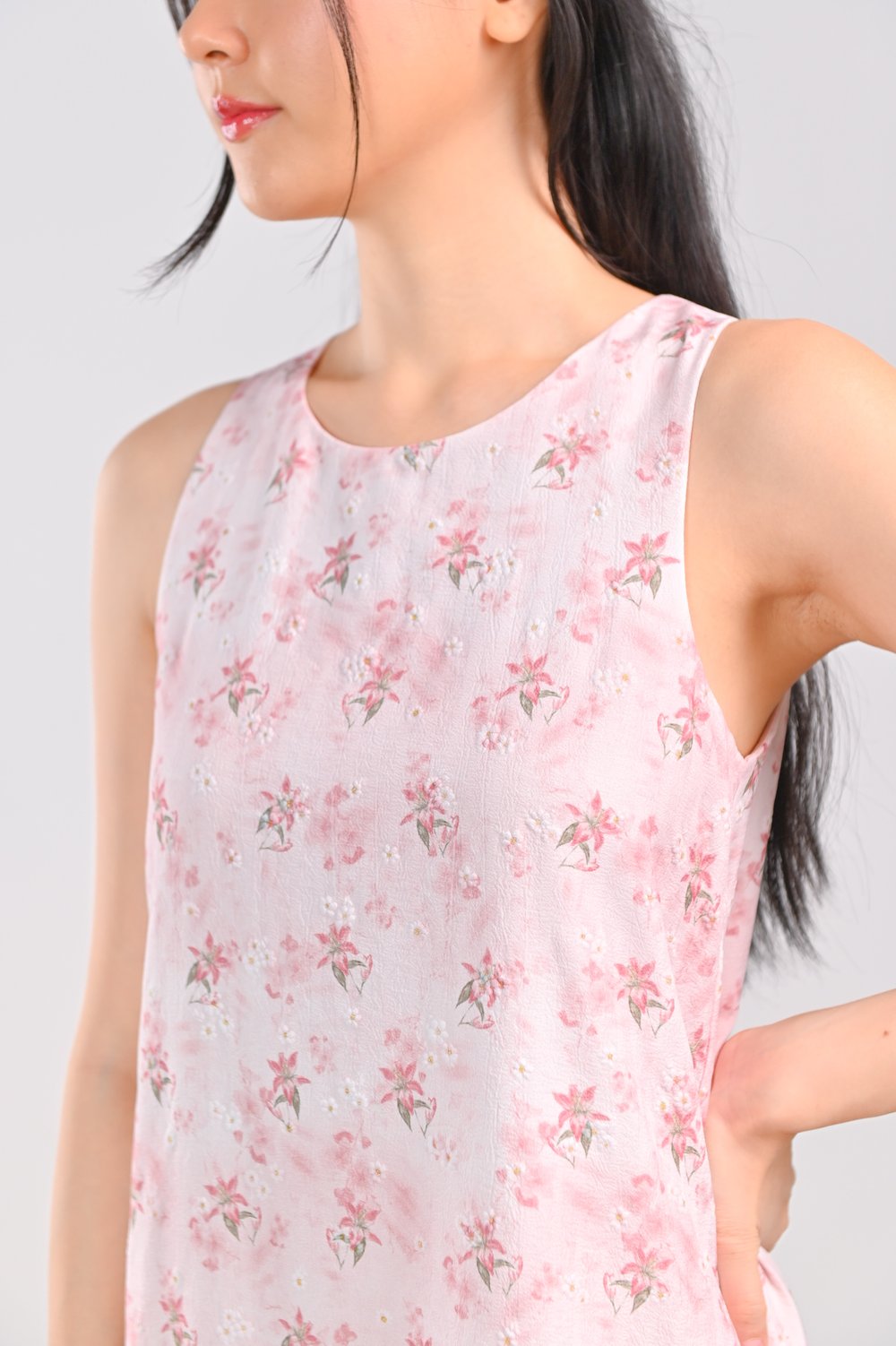 AIAI PINK EMBOSSED DROPWAIST DRESS