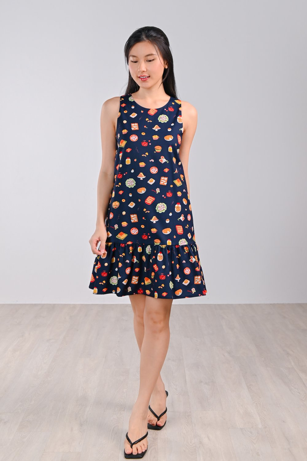 CNY SNACKS NAVY DROPWAIST DRESS
