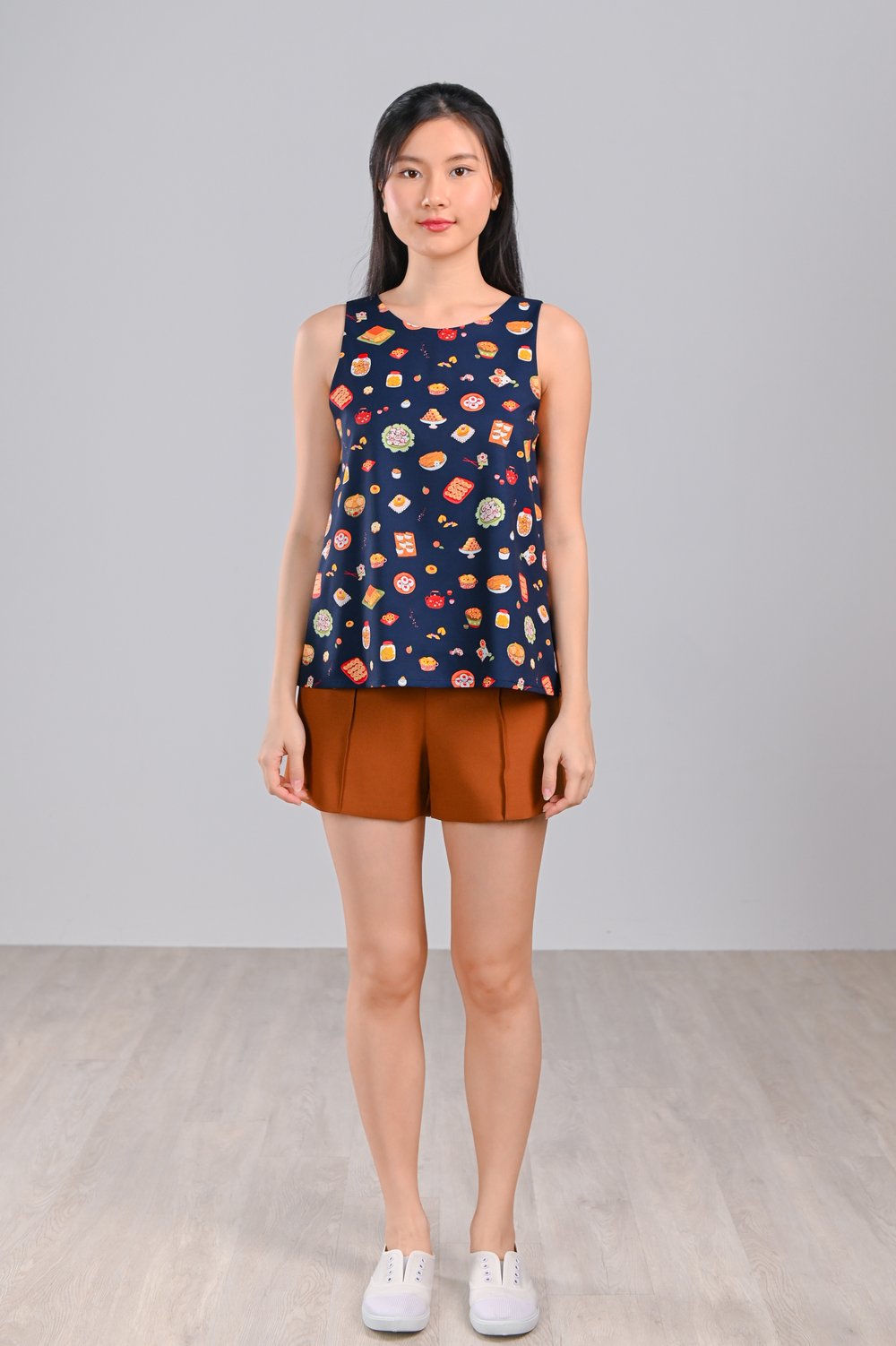 CNY SNACKS NAVY TWO-WAY TOP