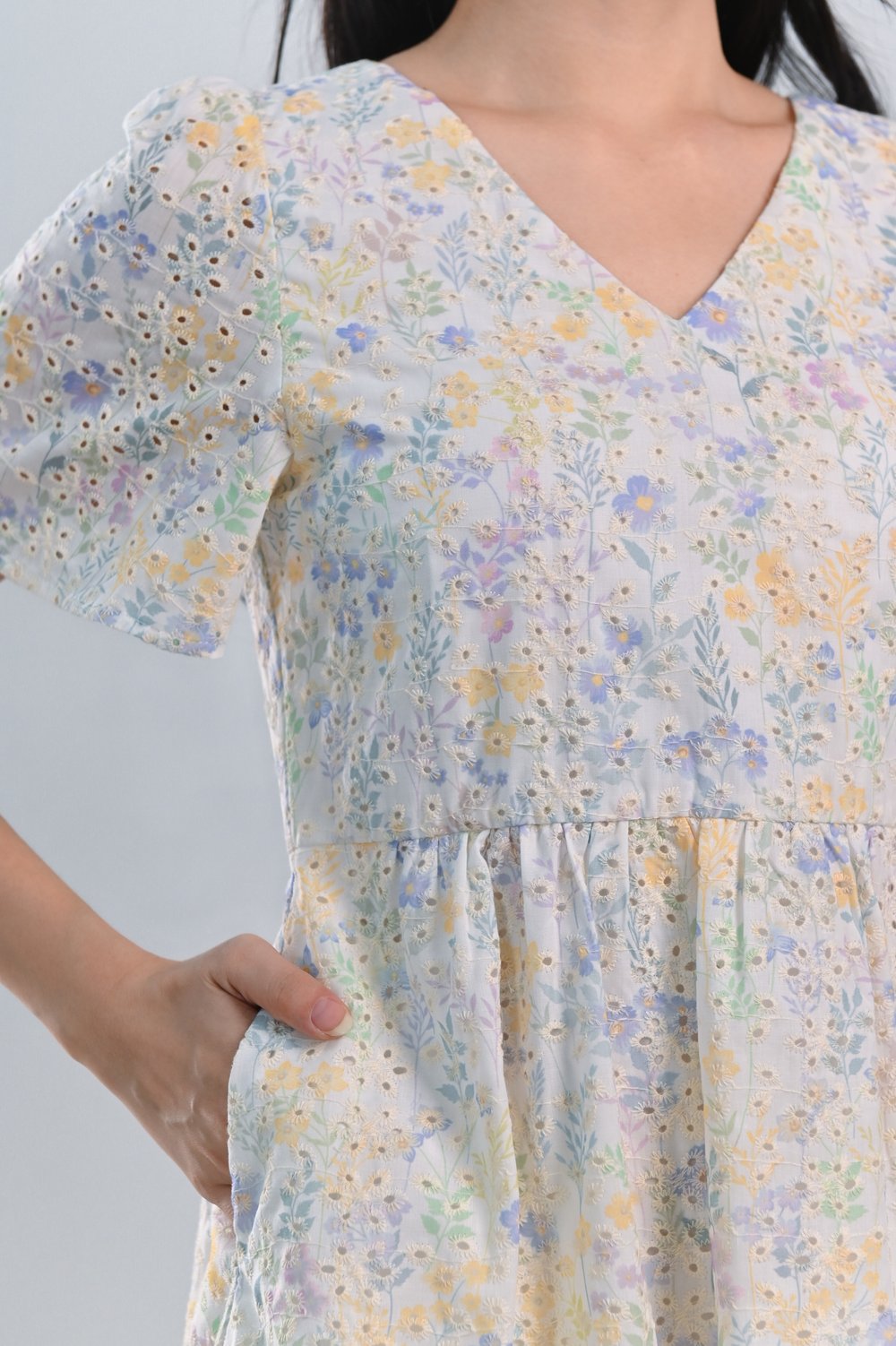 MOLLY LILAC EYELET FLORAL DRESS-ROMPER