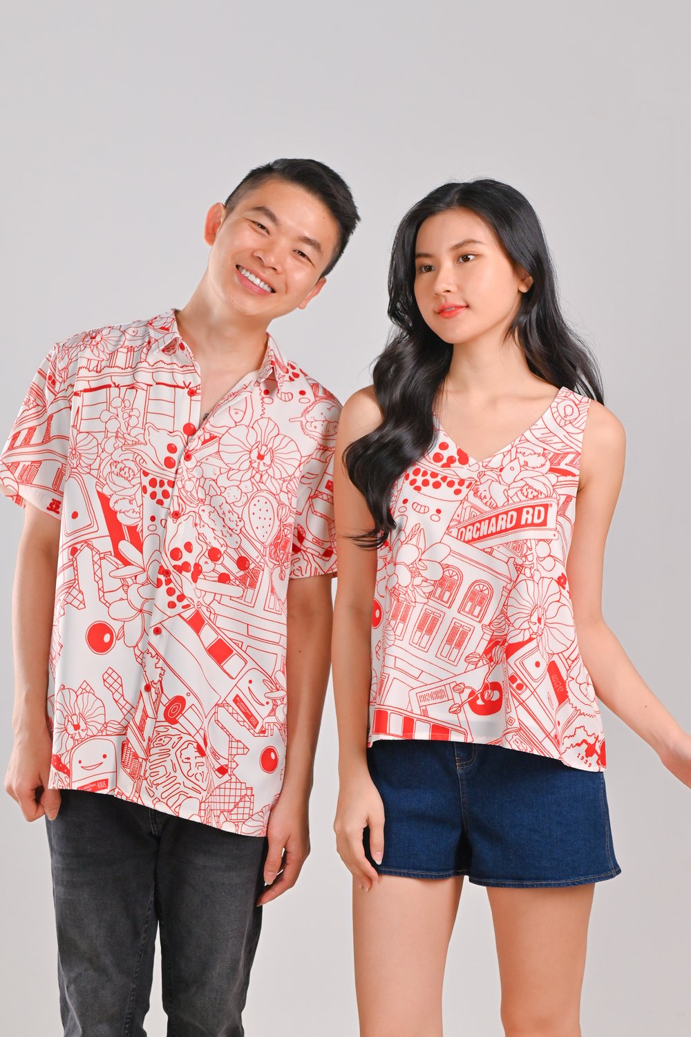 SUNNY ISLAND RED MONO TWO-WAY TOP