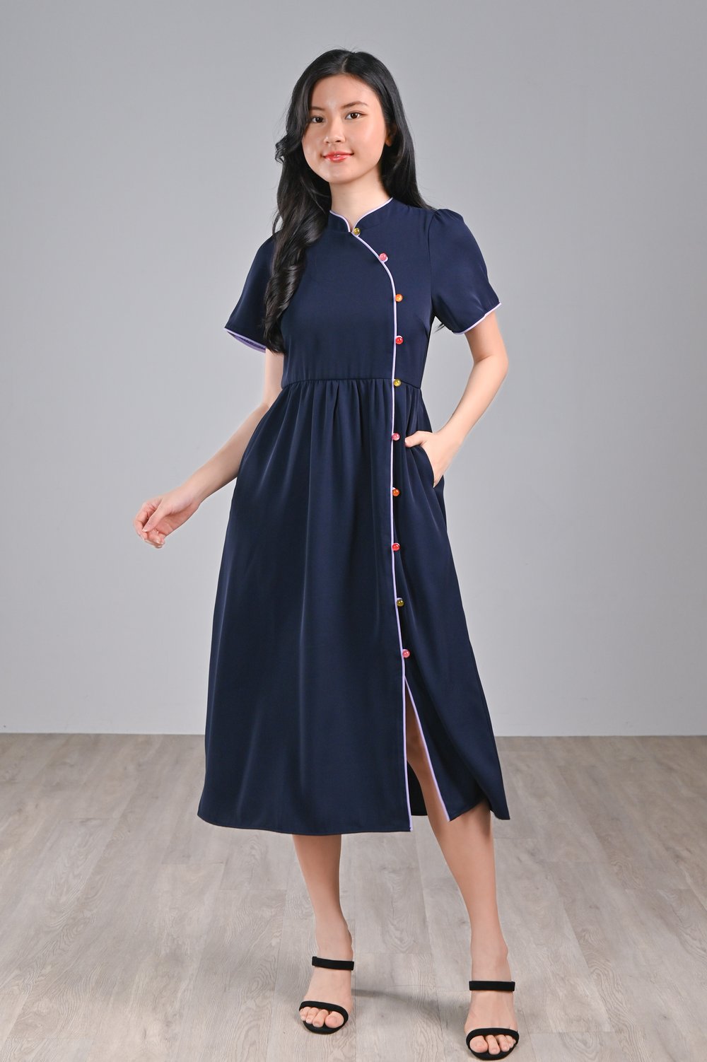 CINDY NAVY SLEEVED CHEONGSAM