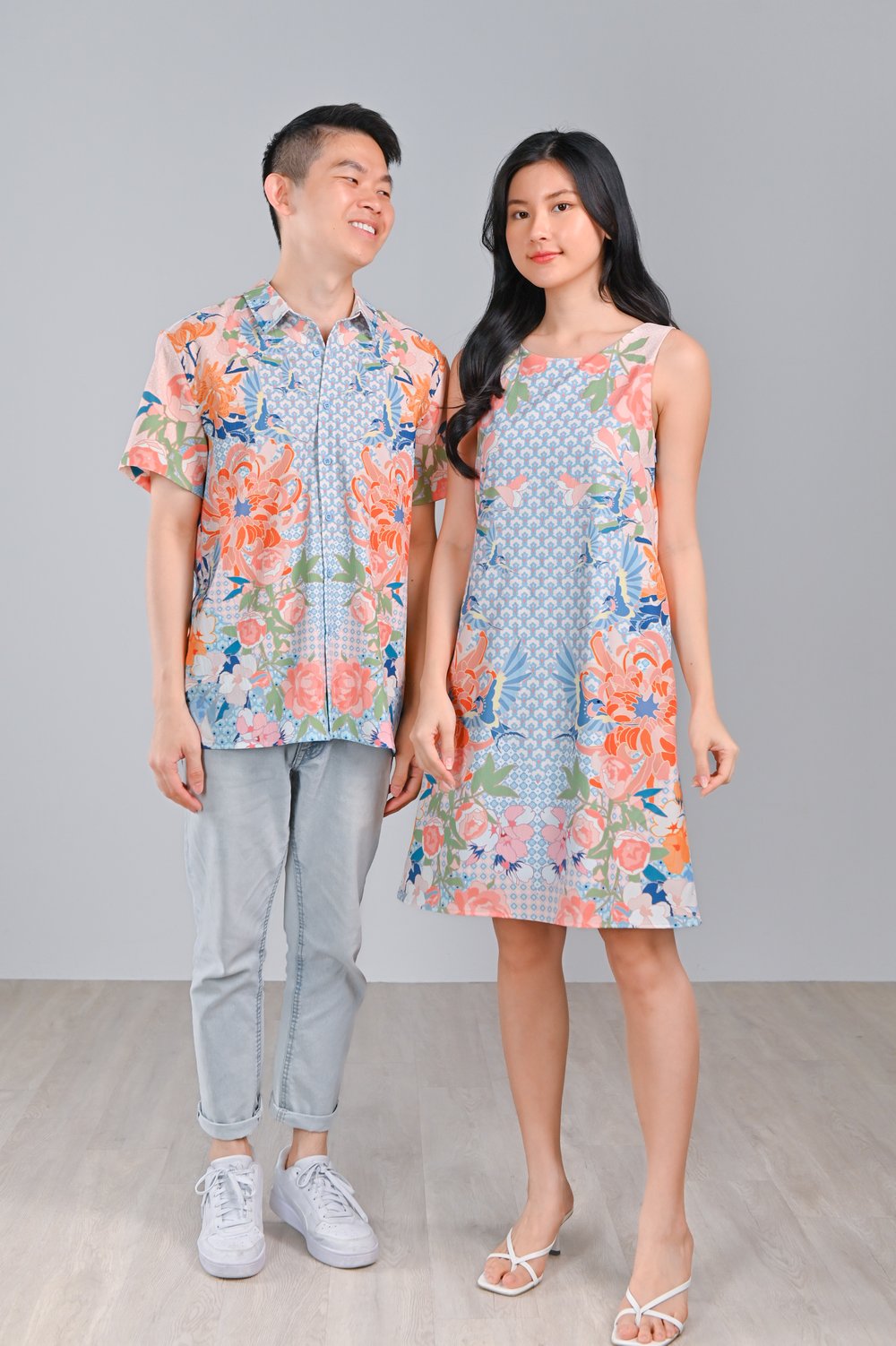 BATIK BIRDS SLEEVELESS A-LINE DRESS