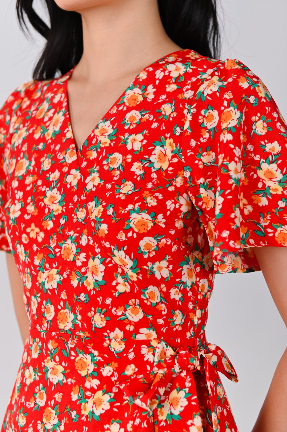 COOPER RUFFLE DRESS-ROMPER IN RED FLORAL