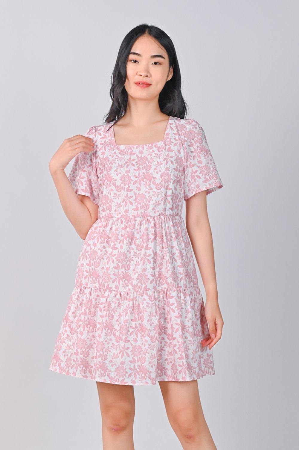 CAMY PINK SLEEVED BABYDOLL DRESS