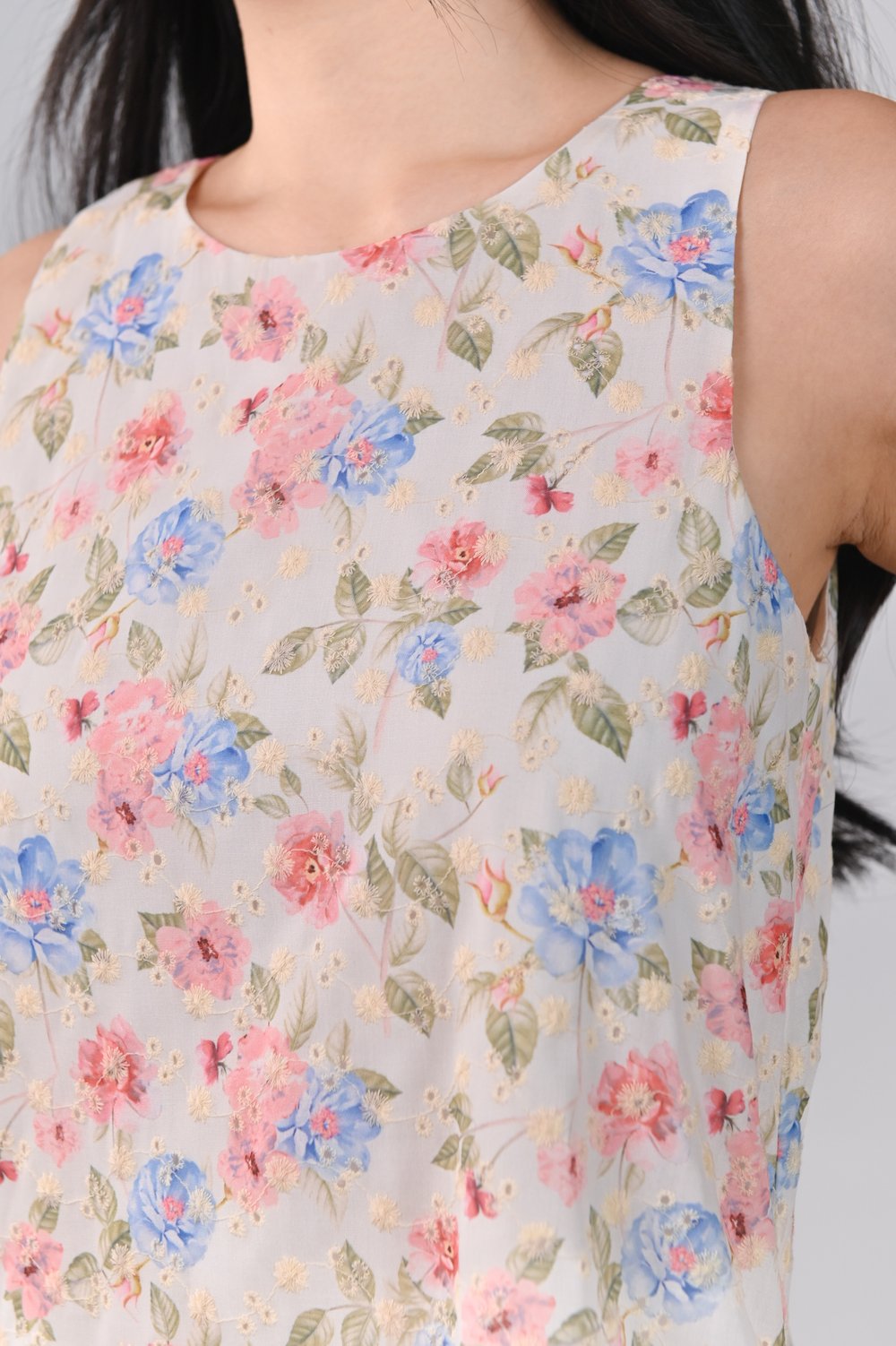 SPRING STITCH SLEEVELESS DROPWAIST DRESS