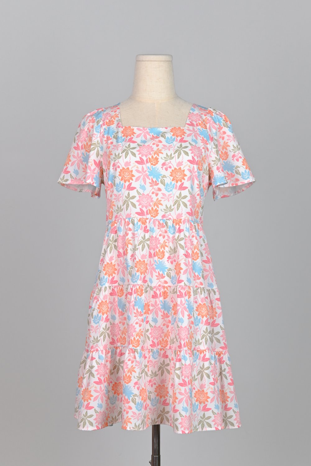 CAMY RAINBOW SQUARE-NECK BABYDOLL DRESS