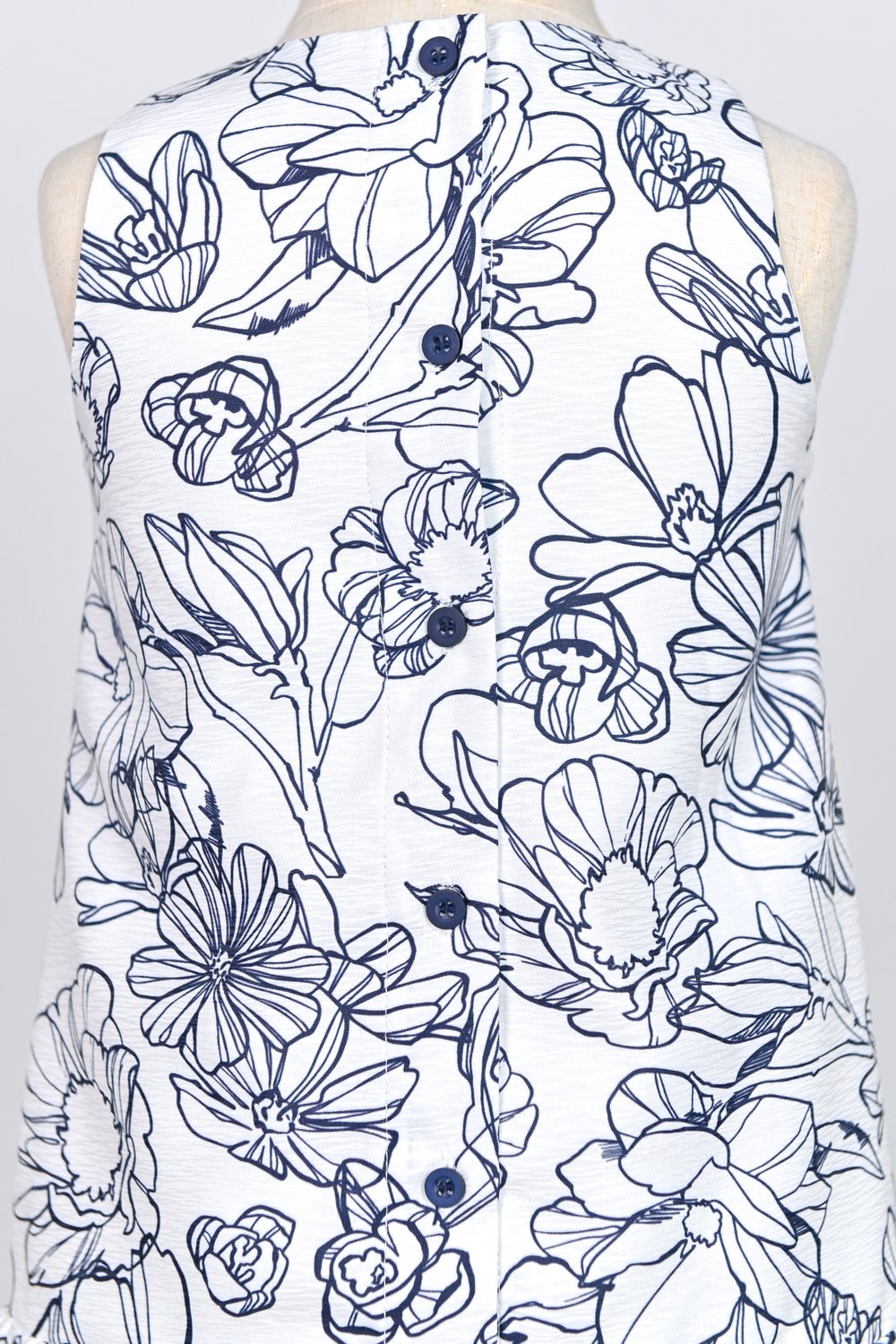 NAVY SKETCHED FLORALS KIDS’ DROPWAIST DRESS