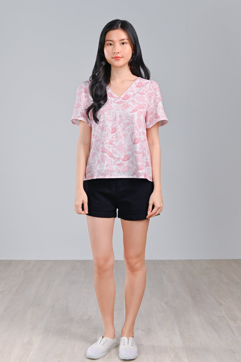 PINK FEATHERED TALES SLEEVED TOP