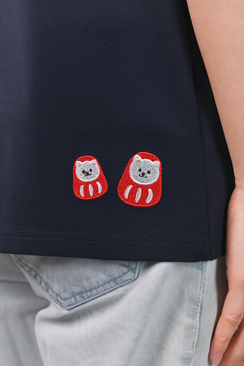 FESTIVE FORTUNE CAT NAVY EMB. POLO SHIRT