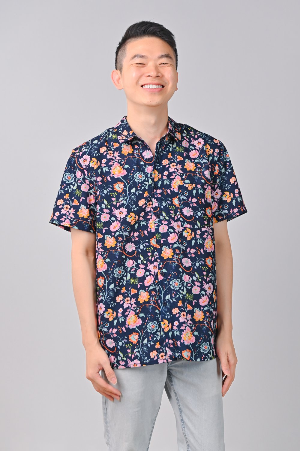 PEONY REVERIE NAVY MEN’S SHIRT