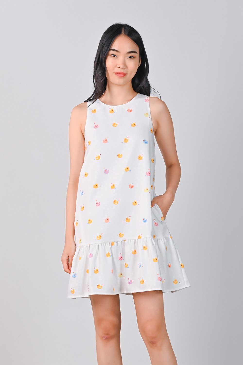 OFF-WHITE RUBBER DUCKIE SLEEVELESS DROPWAIST DRESS