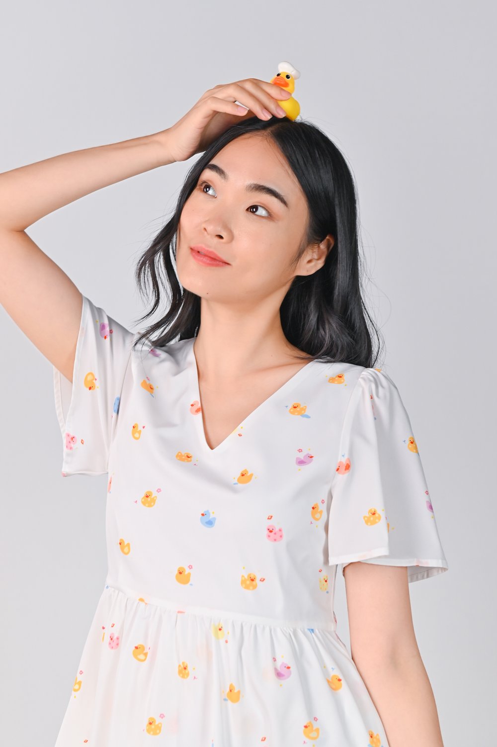 OFF-WHITE RUBBER DUCKIE V-NECK DRESS-ROMPER