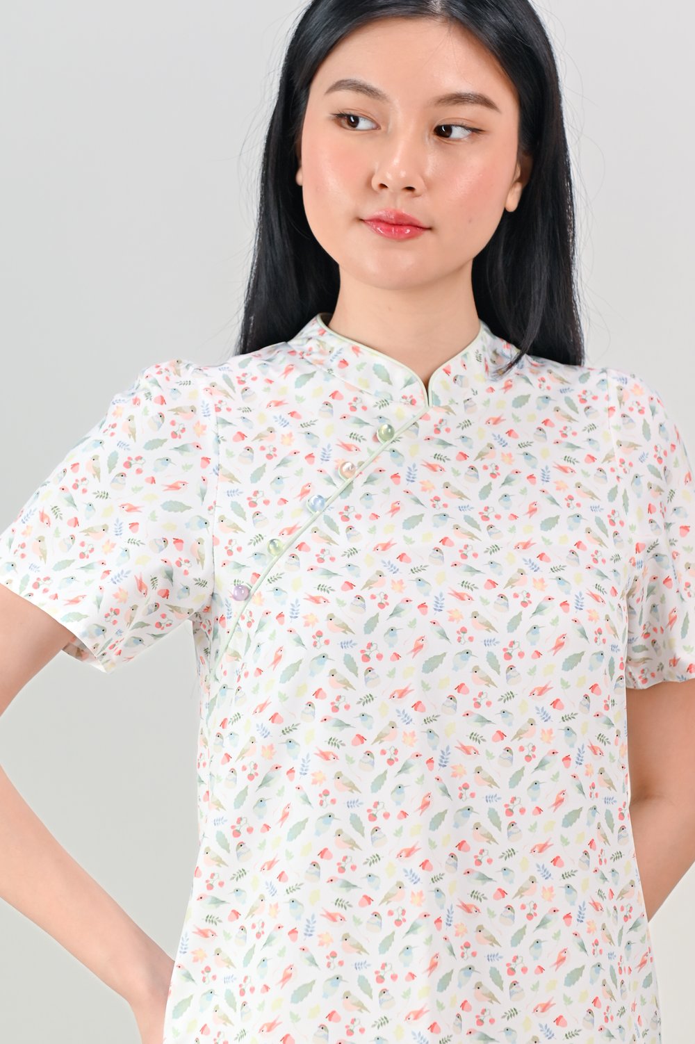 FRIENDS OF THE FOREST SLEEVED CHEONGSAM