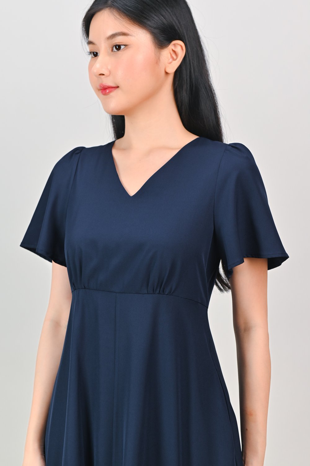 OONA CENTRE-SLIT MAXI DRESS IN NAVY