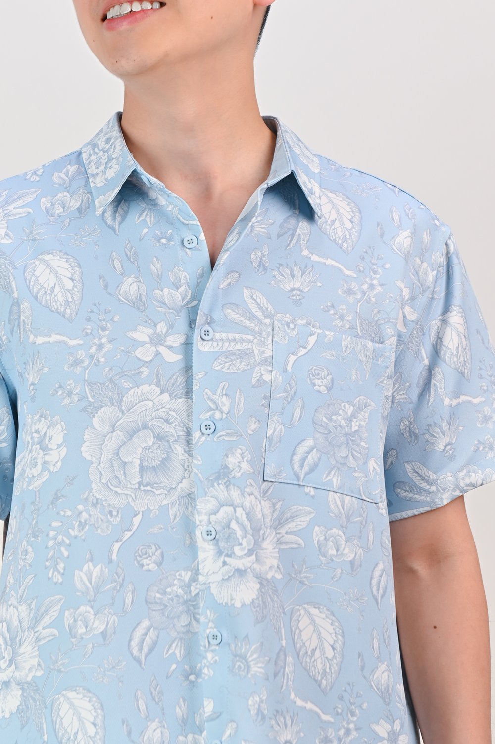 BLUE PORCELAIN BLOOMS MEN’S SHIRT