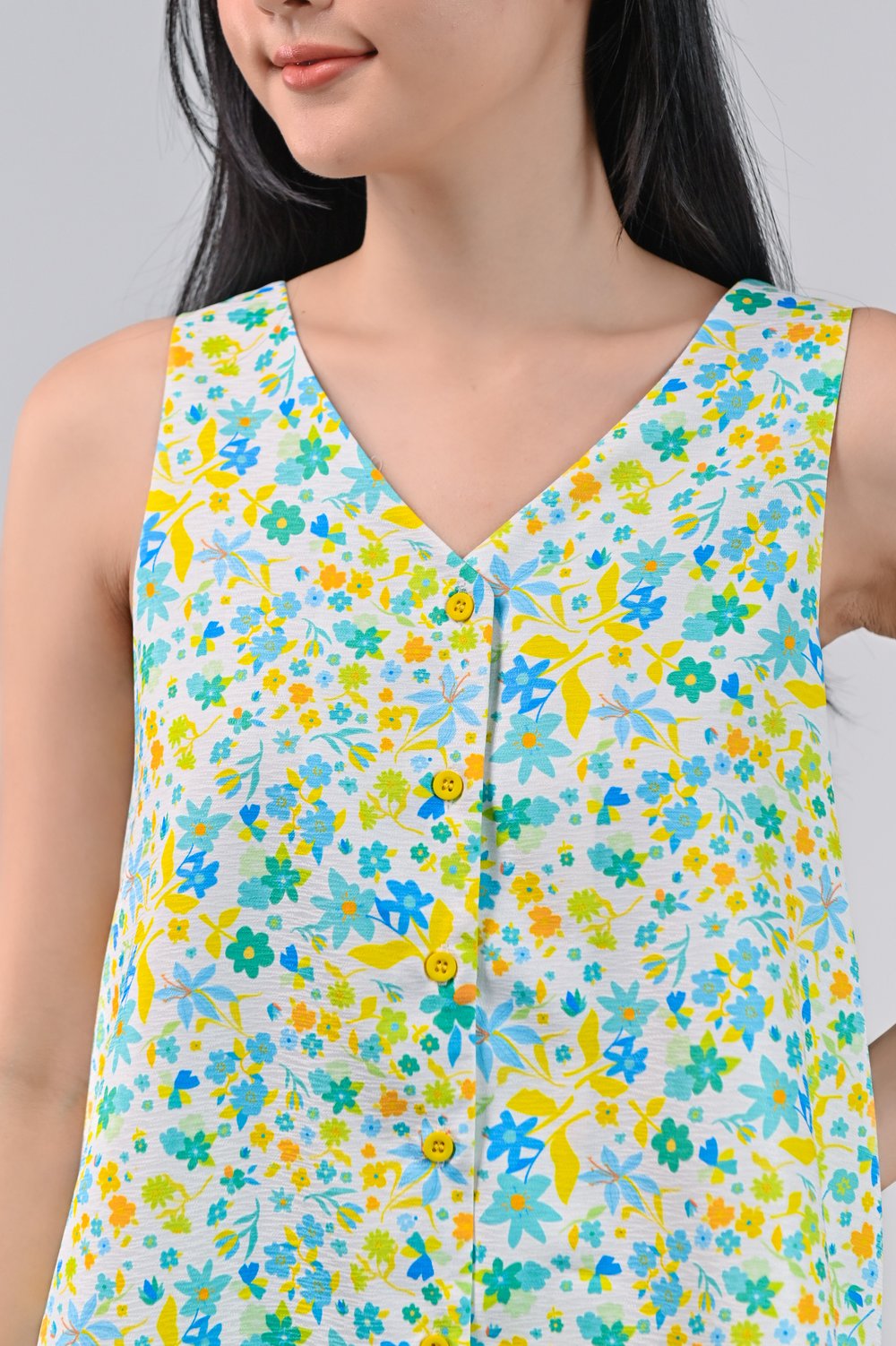 CITRUS FLOWERS BUTTON TWO-WAY TOP