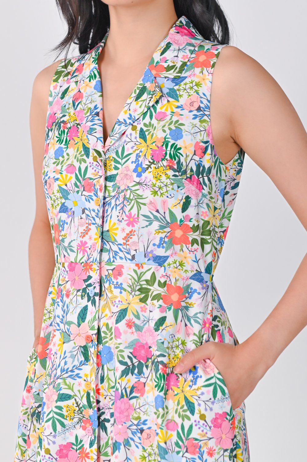 AMMIE CAMP-COLLAR SLEEVELESS SHIRT-DRESS