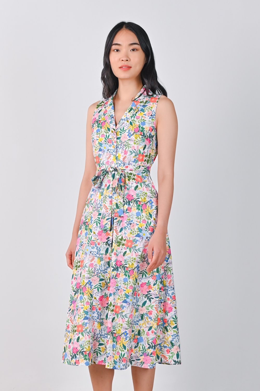 AMMIE CAMP-COLLAR SLEEVELESS SHIRT-DRESS