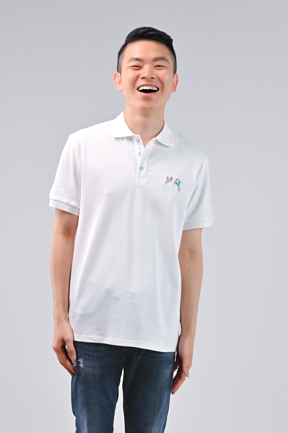 KOLORFUL KITES WHITE POLO SHIRT