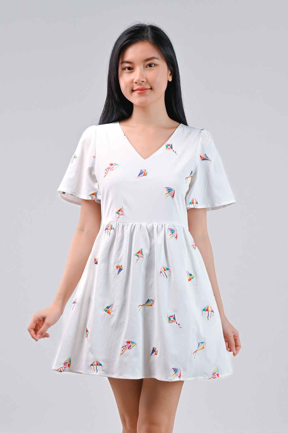 KOLORFUL KITES EMB. DRESS-ROMPER