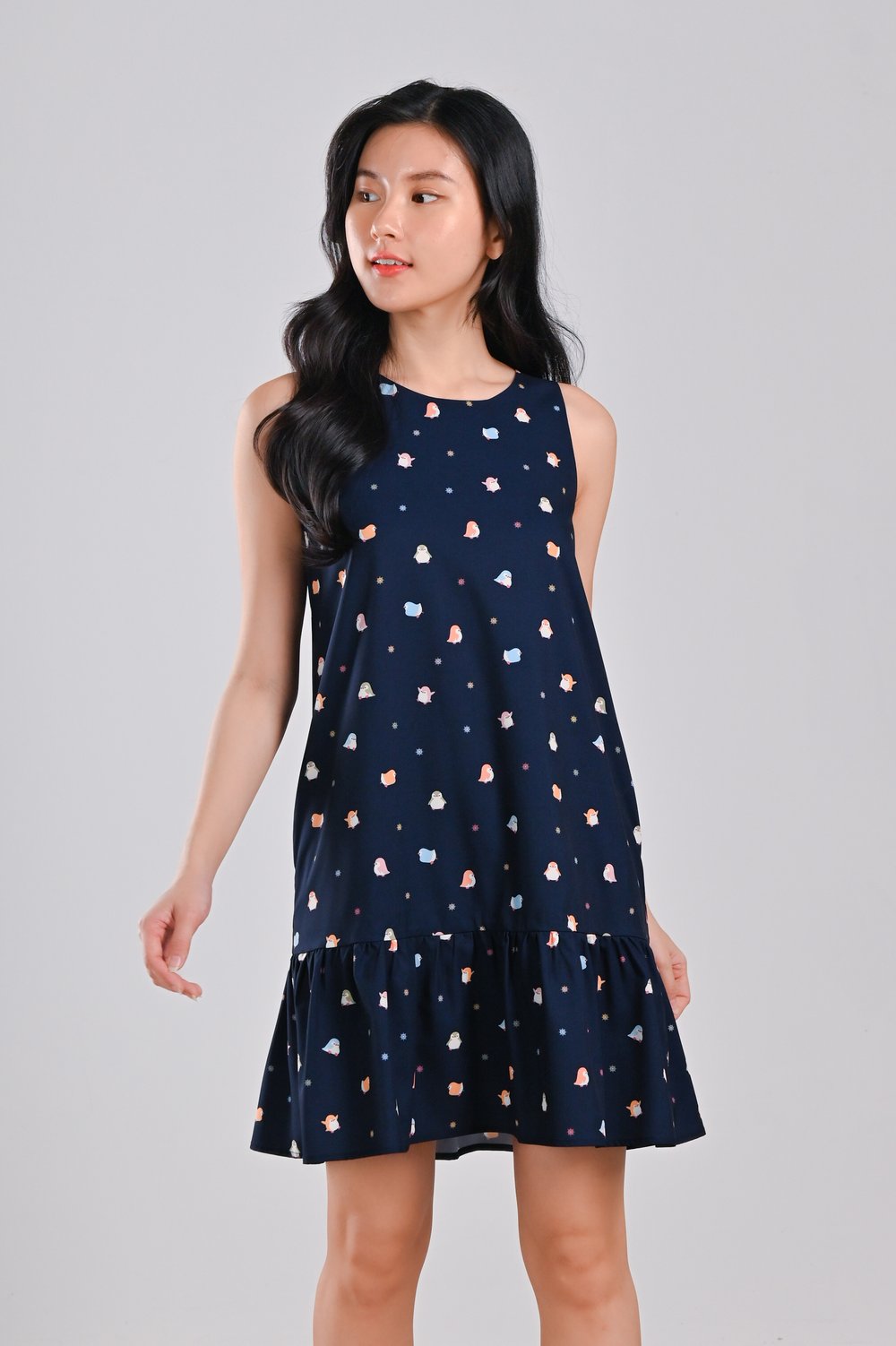 PRETTY PENGUINS SLEEVELESS DROPWAIST DRESS