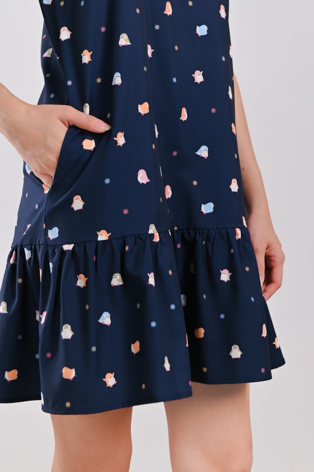 PRETTY PENGUINS SLEEVELESS DROPWAIST DRESS