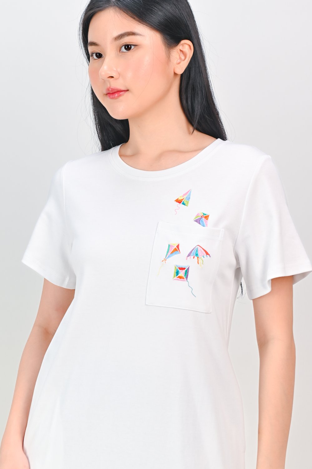 KOLORFUL KITES EMB. POCKET TEE DRESS