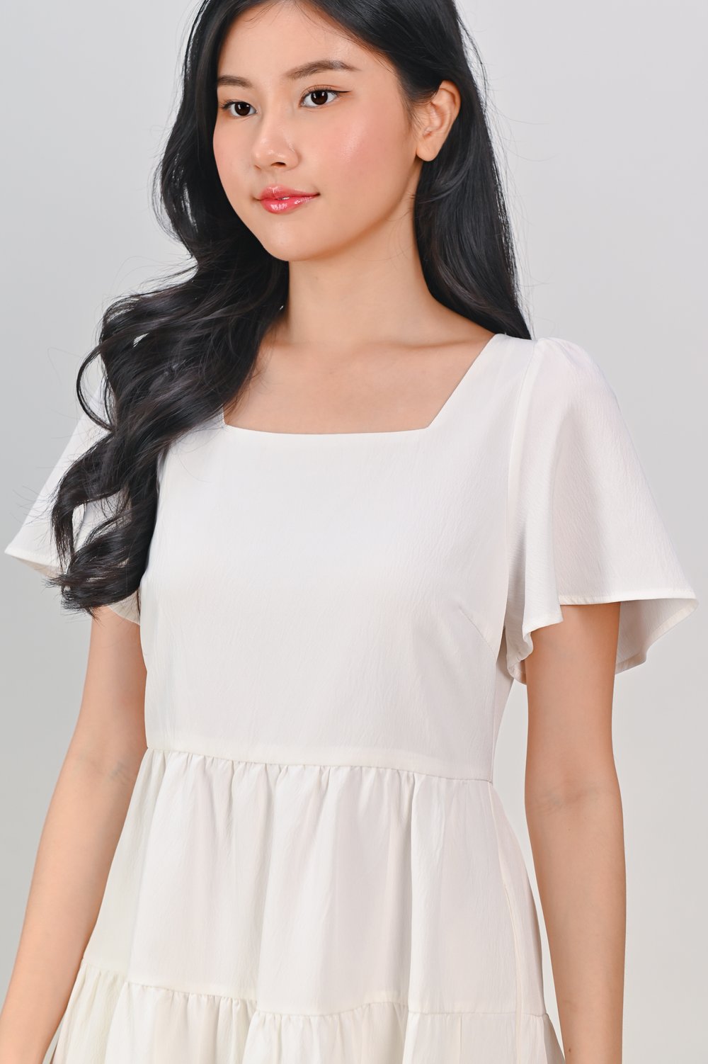 BIEL SQUARE-NECK BABYDOLL DRESS IN OFF-WHITE