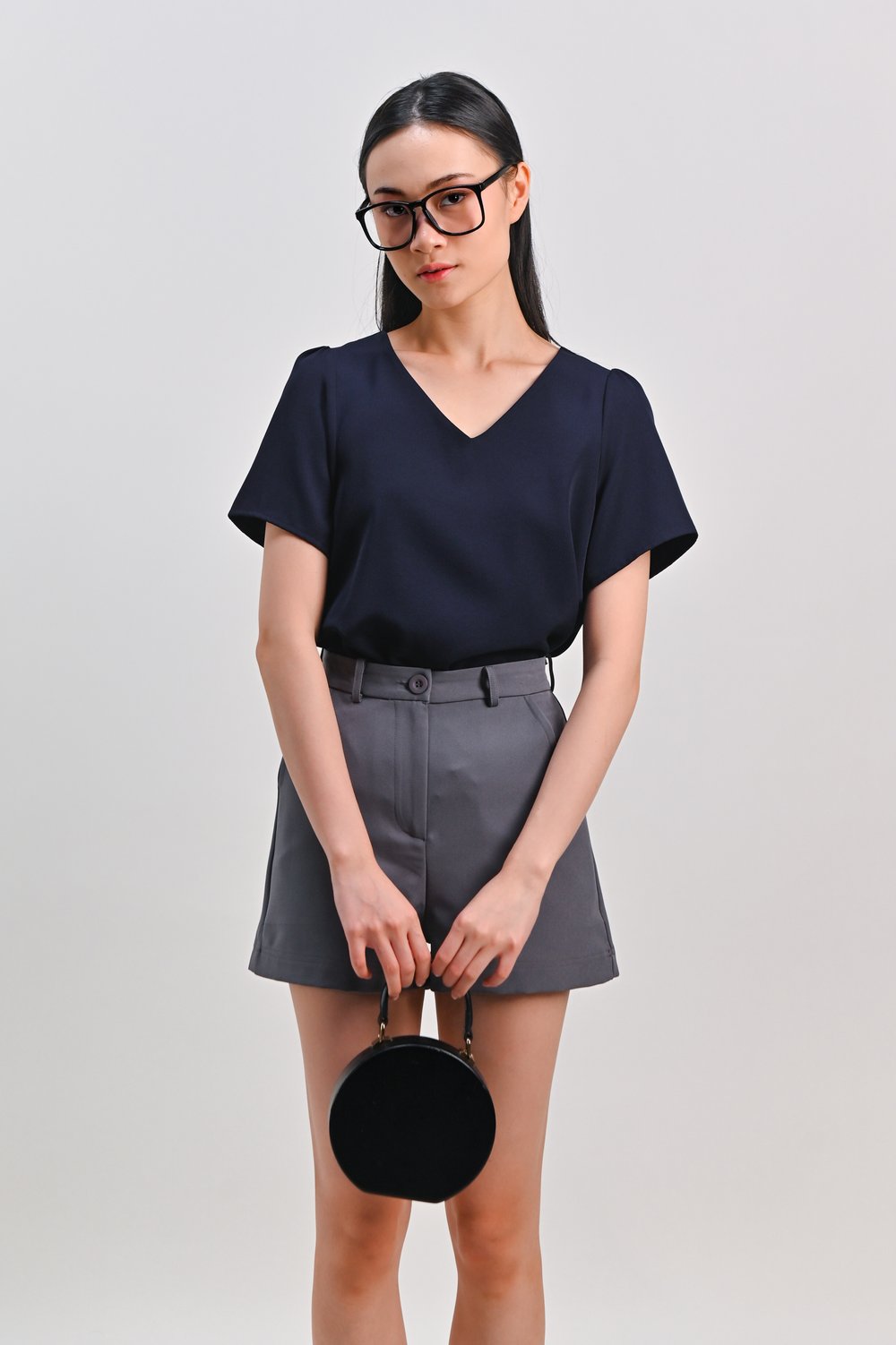 PEIPEI SLEEVED LAYERED TOP IN NAVY