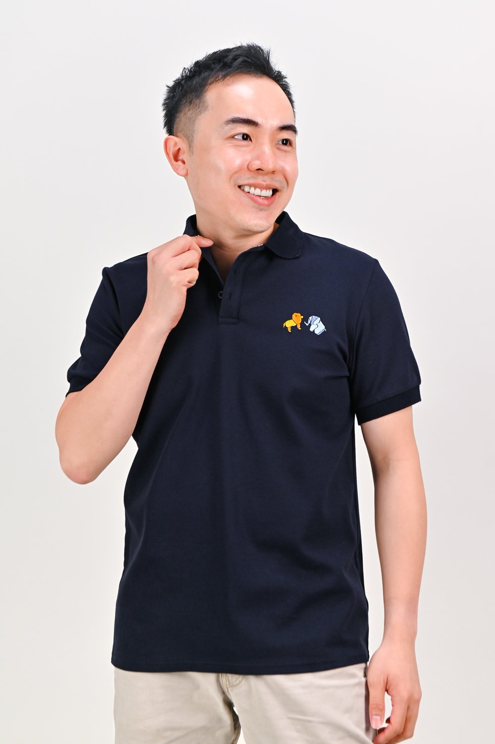 ORIGAMI ZOO NAVY POLO SHIRT