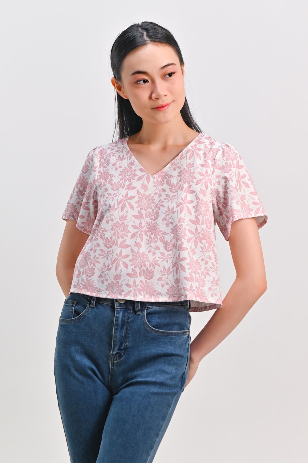 CAMY PINK SLEEVED LAYERED TOP