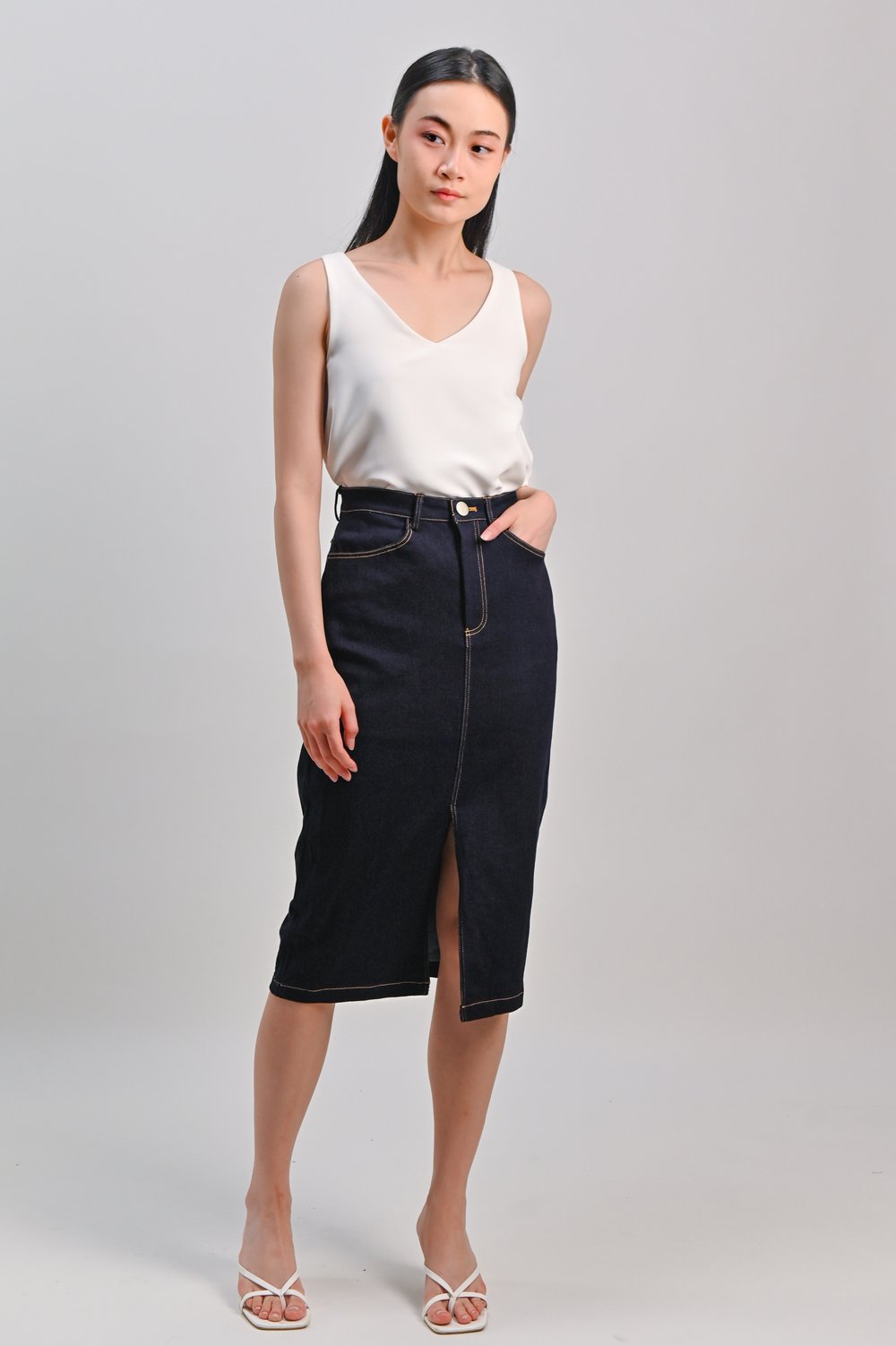 LANDIE DARK DENIM PENCIL SKIRT