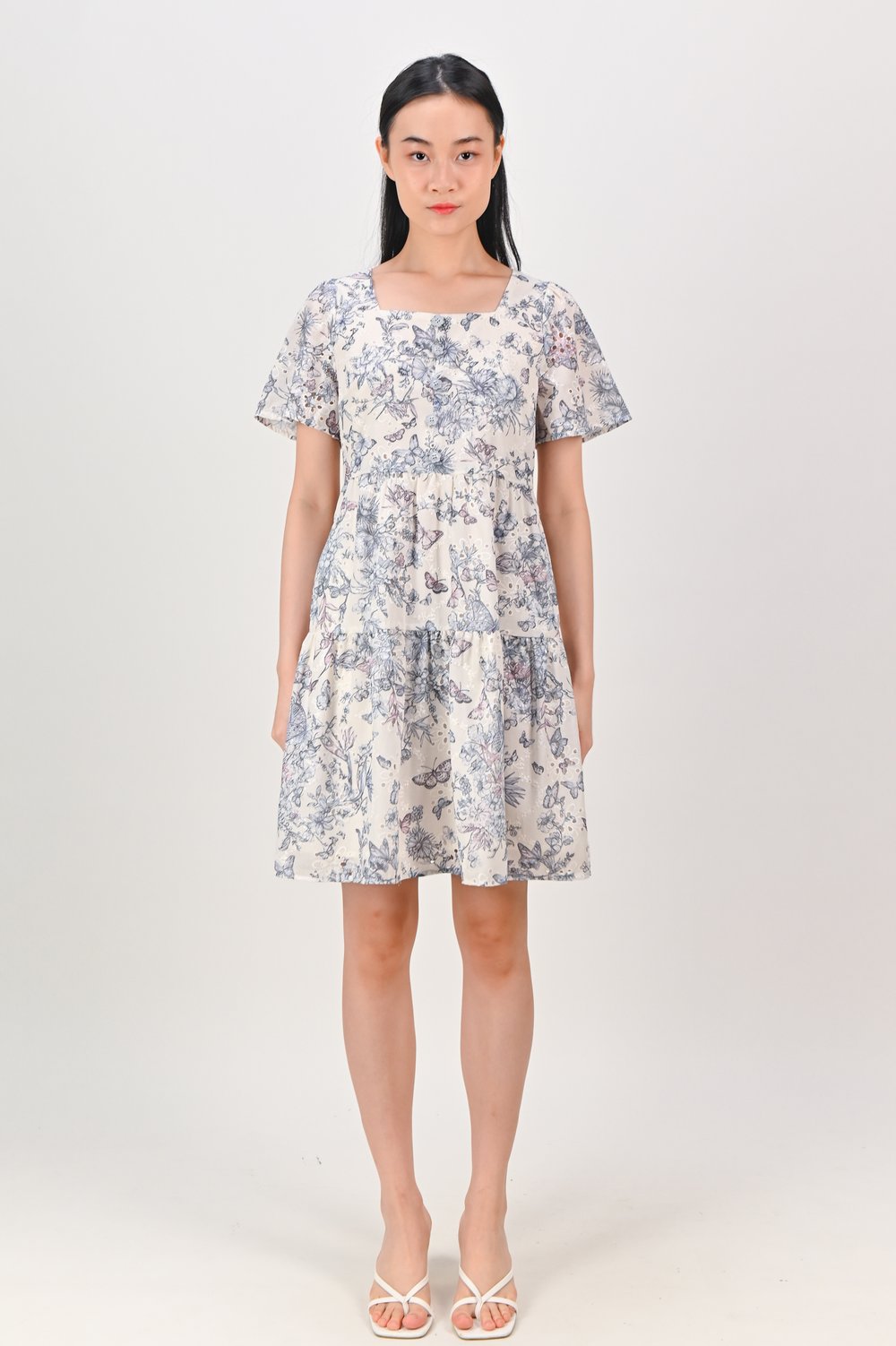 INARA BUTTERFLY BABYDOLL DRESS IN BLUE