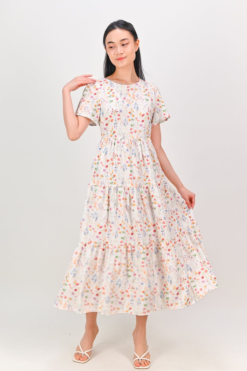 EDEN ERA SLEEVED TIERED MIDAXI DRESS