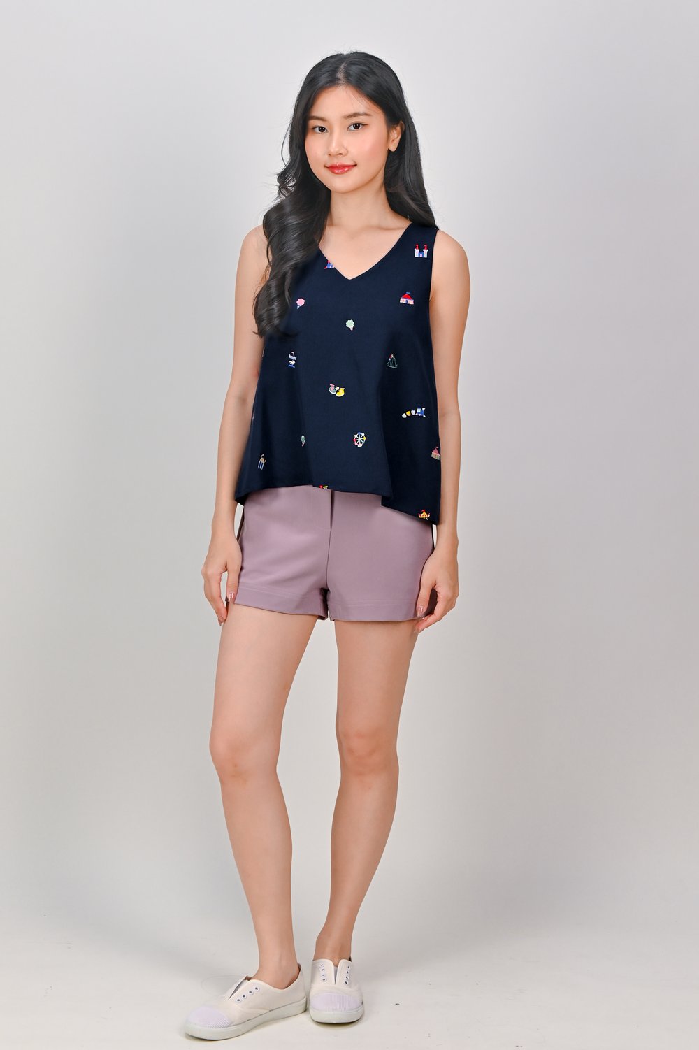 CARNIVAL NAVY EMB. TWO-WAY TOP