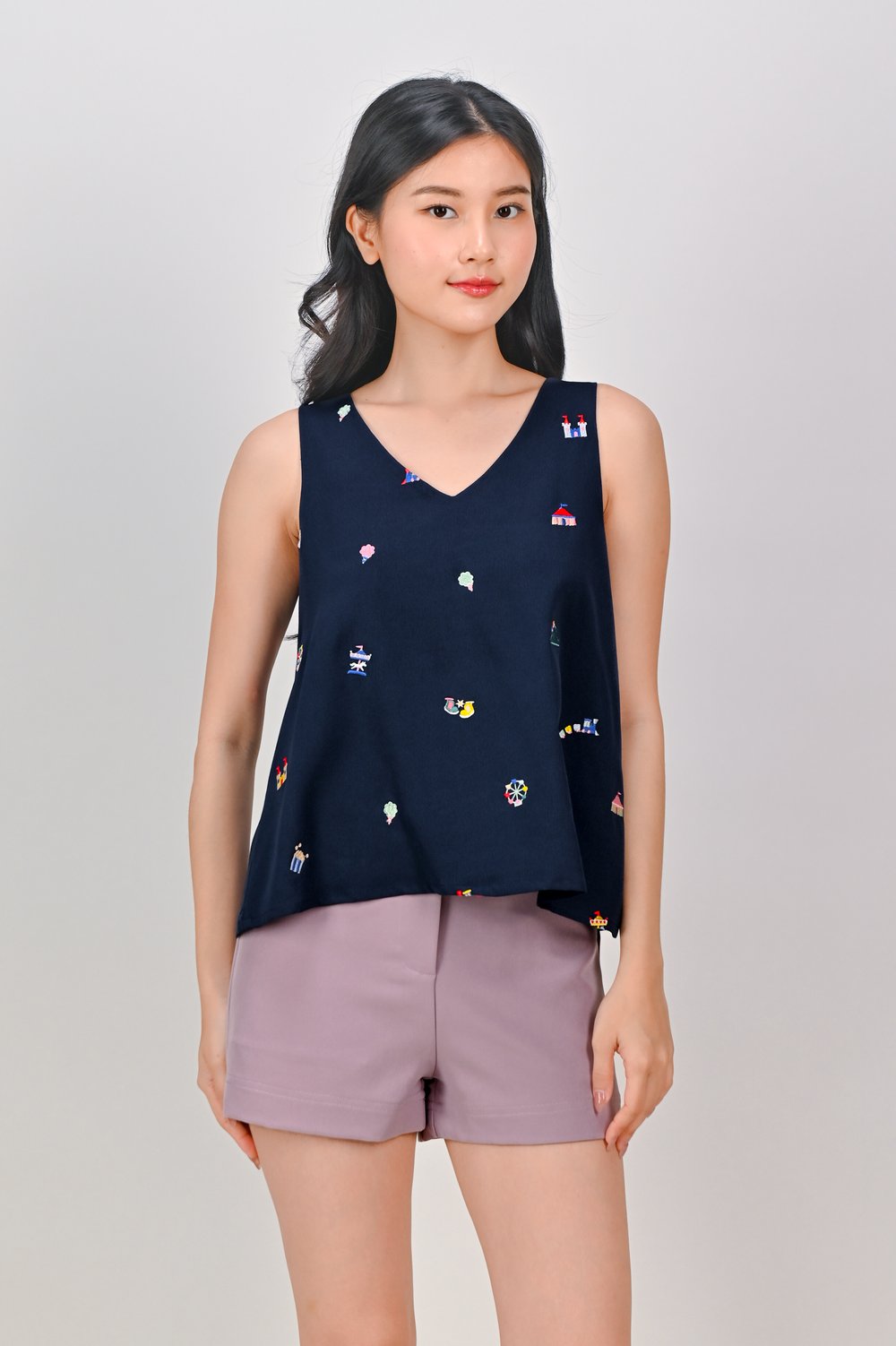 CARNIVAL NAVY EMB. TWO-WAY TOP