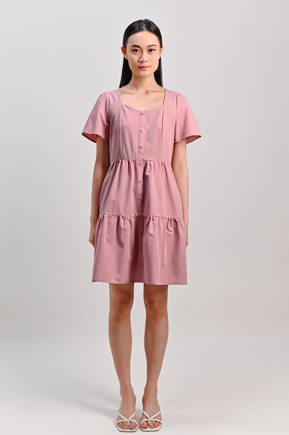 TWYLA SWEETHEART TIERED DRESS IN PINK