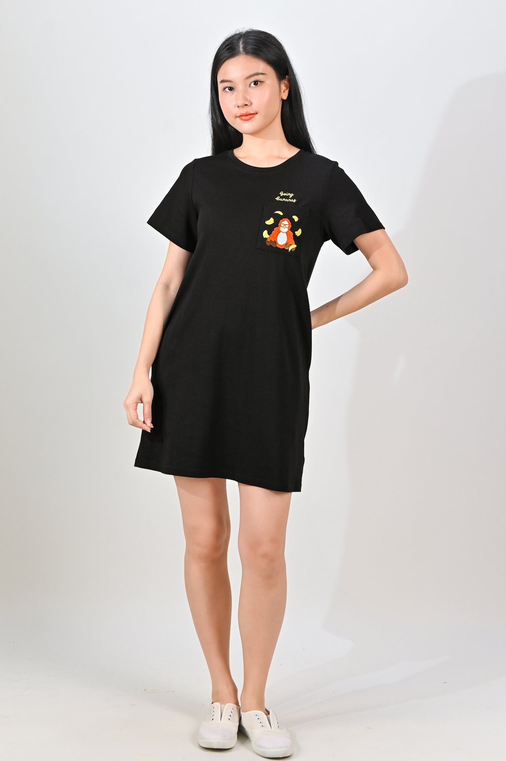 ORANGUTAN EMB. POCKET TEE DRESS