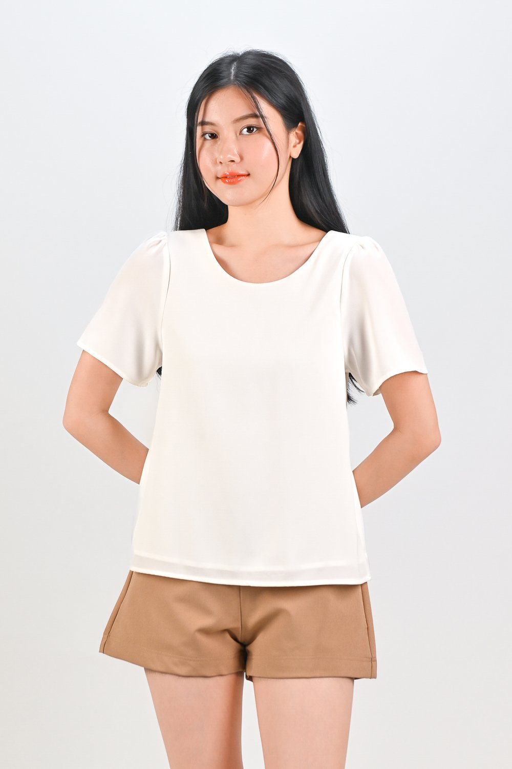 ASHA SLEEVED BUTTON TOP IN WHITE