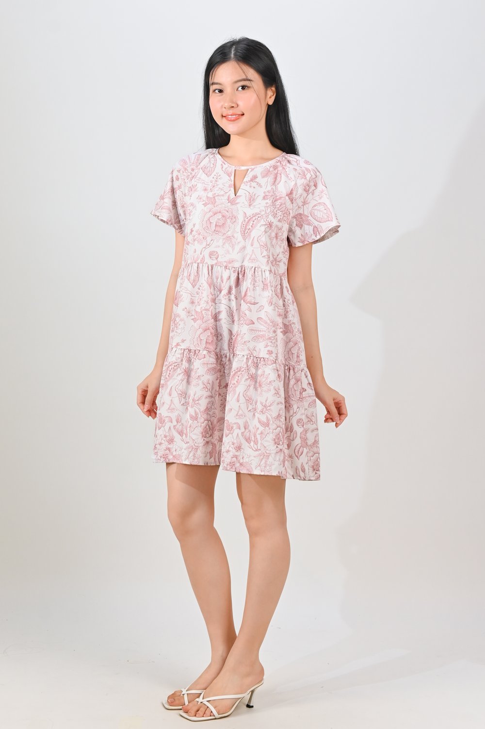 NOVALE CUT-OUT BABYDOLL DRESS IN PINK PORCELAIN