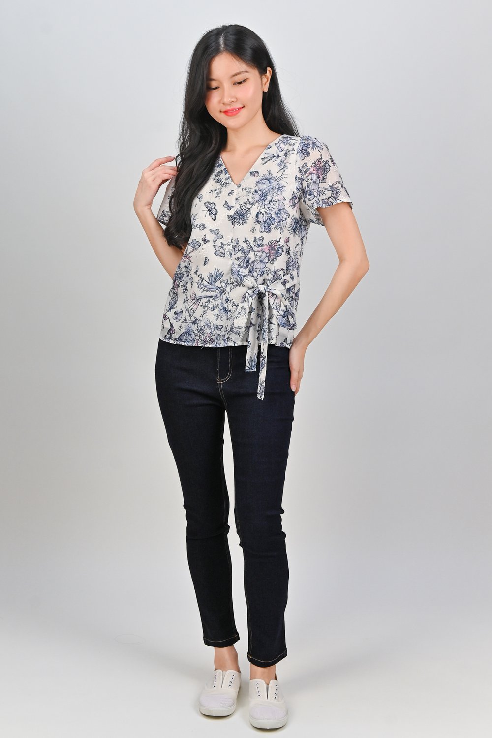 ROSHNI BUTTERFLY TIE-SASH TOP IN BLUE