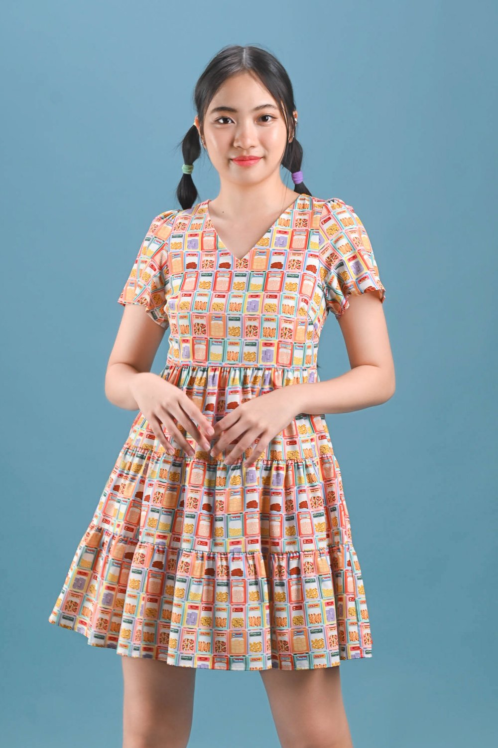 BUKIT BISCUIT V-NECK BABYDOLL DRESS