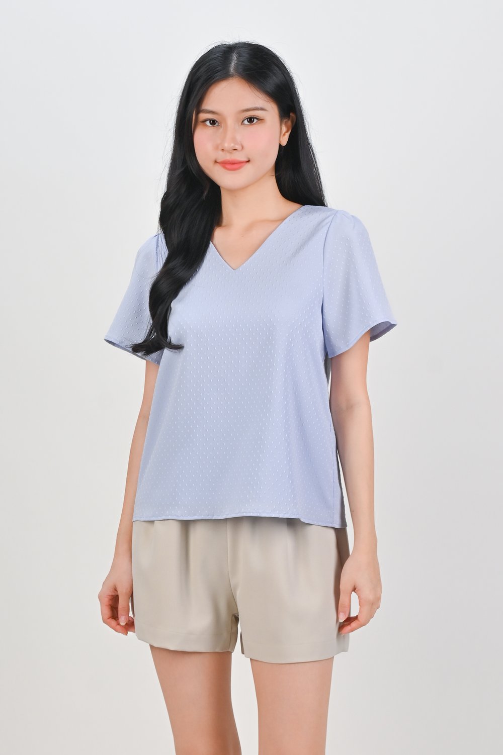 CIELA DOTTY SLEEVED TOP IN ICE