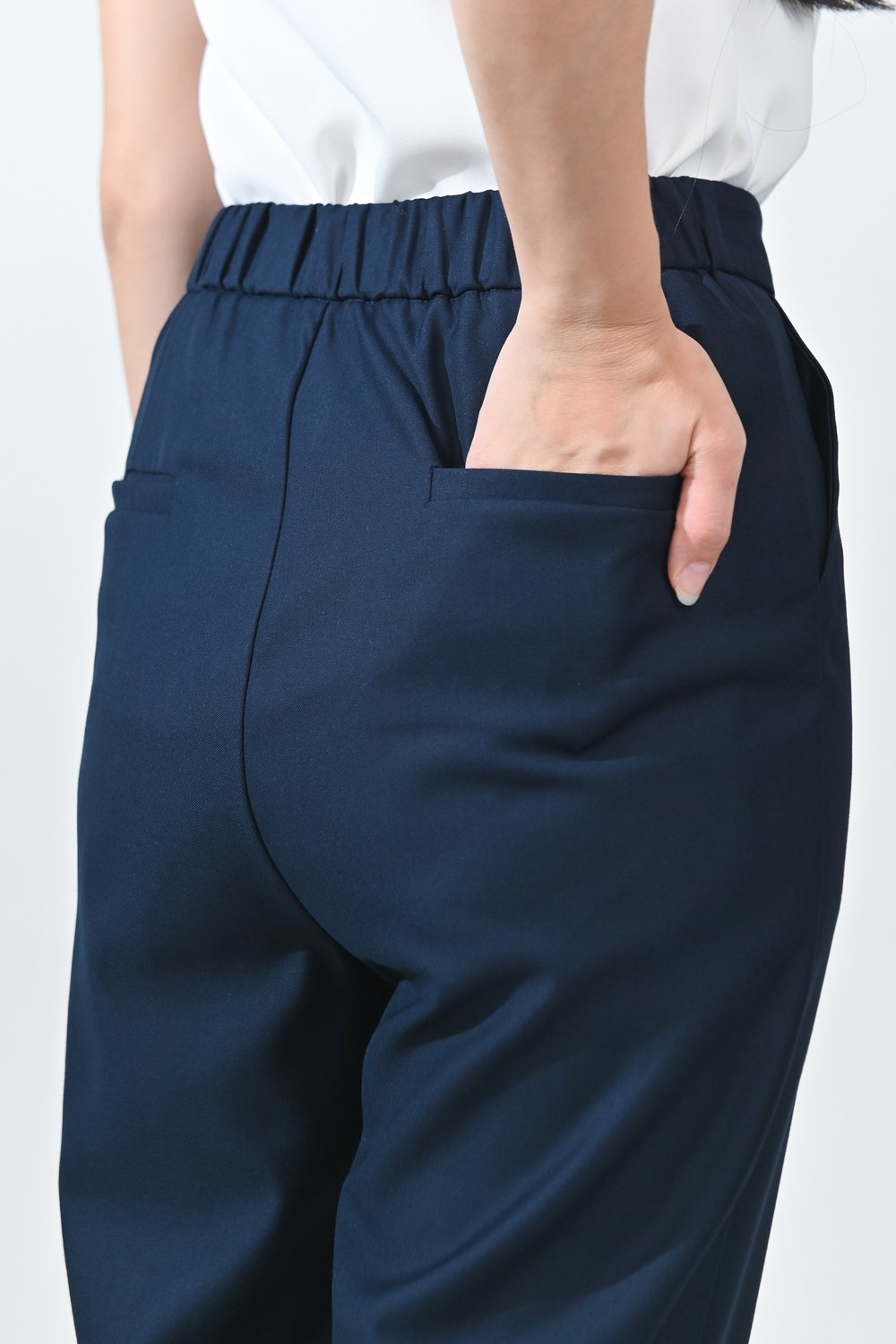 PHYRA ELASTIC-BACK TROUSERS IN NAVY