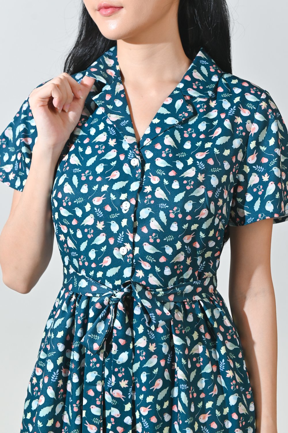 FOREST FRIENDS CAMP-COLLAR SHIRT-DRESS